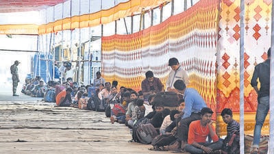 As many passengers have to wait outside the station under the hot sun till the arrival of their trains, the Pune Railway Division has set up a huge pandal near the parcel department for them to rest under the shade. (MAHENDRA KOLHE/HT PHOTO) As many passengers have to wait outside the station under the hot sun till the arrival of their trains, the Pune Railway Division has set up a huge pandal near the parcel department for them to rest under the shade. (MAHENDRA KOLHE/HT PHOTO)