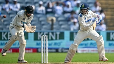 Shubman Gill at the crease in the second Test match vs New Zealand. (AFP) Shubman Gill at the crease in the second Test match vs New Zealand. (AFP)