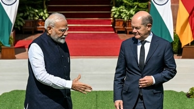 PM Modi and German Chancellor Olaf Scholz will be co-chairing the seventh Intergovernmental Consultations (IGC) at Hyderabad House today. (AFP) PM Modi and German Chancellor Olaf Scholz will be co-chairing the seventh Intergovernmental Consultations (IGC) at Hyderabad House today. (AFP)