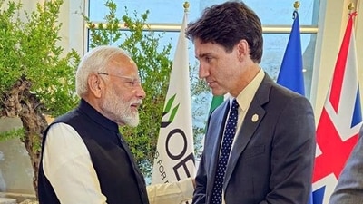 Prime Minister Narendra Modi meets Canadian PM Justin Trudeau at the G7 summit in Apulia, Italy, on Friday. (ANI) Prime Minister Narendra Modi meets Canadian PM Justin Trudeau at the G7 summit in Apulia, Italy, on Friday. (ANI)