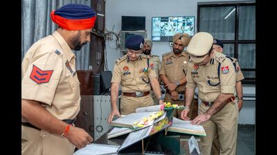 Punjab director general of police Gaurav Yadav during his visit to Jalandhar police lines. (HT)