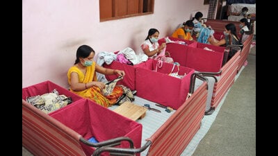 The kind of jobs that Syeda X does: Women making handmade sanitary napkins at a workshop in New Delhi. (S Burmula) The kind of jobs that Syeda X does: Women making handmade sanitary napkins at a workshop in New Delhi. (S Burmula)