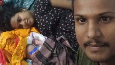 A woman gave birth to a baby boy at Niali Hospital after being evacuated. (X- I&PR Department Odisha) A woman gave birth to a baby boy at Niali Hospital after being evacuated. (X- I&PR Department Odisha)