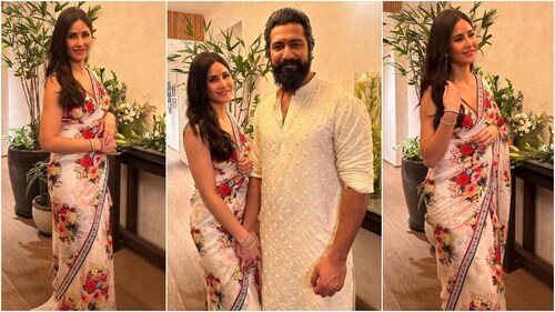Katrina Kaif's Diwali 2023 celebrations with Vicky Kaushal. Katrina Kaif's Diwali 2023 celebrations with Vicky Kaushal.