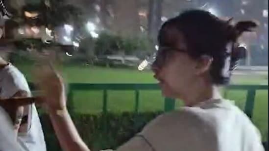 The footage shows a resident alleging that the dog was brought out without a leash. (via HT)