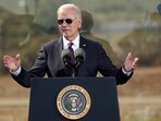 President Joe Biden speaks at the Gila Crossing Community School, Friday, Oct. 25, 2024, in Laveen, Ariz. President Joe Biden speaks at the Gila Crossing Community School, Friday, Oct. 25, 2024, in Laveen, Ariz.