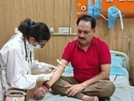 Delhi BJP president Virendra Sachdeva is experiencing high itching and breathing issues, BJP claimed. (ANI) Delhi BJP president Virendra Sachdeva is experiencing high itching and breathing issues, BJP claimed. (ANI)