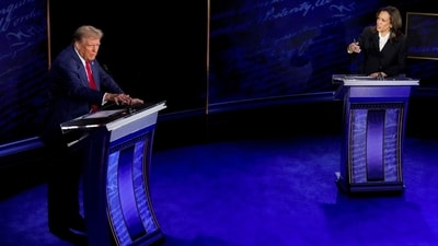 Kamala Harris and Donald Trump during the second presidential debate at the Pennsylvania Convention Center on September 10. (Bloomberg) Kamala Harris and Donald Trump during the second presidential debate at the Pennsylvania Convention Center on September 10. (Bloomberg)
