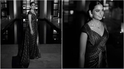 Isha Ambani stuns in custom couture saree gown at Marrakesh Gala. (Instagram/@anaitashroffadajania) Isha Ambani stuns in custom couture saree gown at Marrakesh Gala. (Instagram/@anaitashroffadajania)