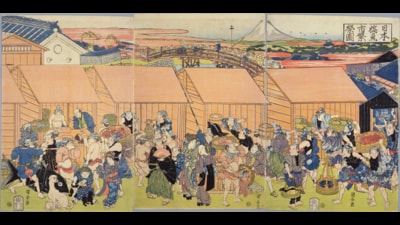 A painting of the Nihonbashi Fish Market in 18th-century Edo, Japan. (Wikimedia Commons) A painting of the Nihonbashi Fish Market in 18th-century Edo, Japan. (Wikimedia Commons)