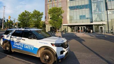 A police vehicle is parked outside of the University of Toronto's Scarborough Campus, on August 6 (REUTERS) A police vehicle is parked outside of the University of Toronto's Scarborough Campus, on August 6 (REUTERS)