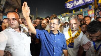 AAP leader Arvind Kejriwal during his padyatra at Vikas Puri on Friday. (PTI) AAP leader Arvind Kejriwal during his padyatra at Vikas Puri on Friday. (PTI)
