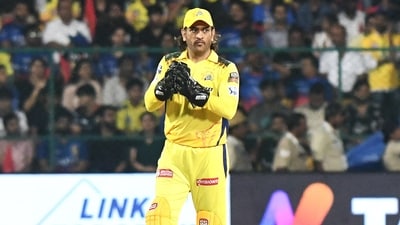 Chennai Super Kings' MS Dhoni during the match against Royal Challengers Bengaluru. (ANI) Chennai Super Kings' MS Dhoni during the match against Royal Challengers Bengaluru. (ANI)