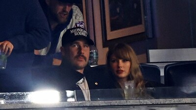 Taylor Swift enjoys the physical security that Travis Kelce provides, the insider claimed, adding that “she loves that feeling. It’s a relatively new one for her, relationship-wise.” (USA TODAY Sports via Reuters Con)