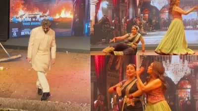 Kartik Aaryan, Vidya Balan and Madhuri Dixit at Bhool Bhulaiyaa 3's song launch Kartik Aaryan, Vidya Balan and Madhuri Dixit at Bhool Bhulaiyaa 3's song launch