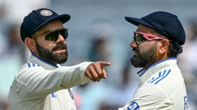 How long can Virat Kohli (L) and Rohit Sharma continue for India in Tests given the recent series loss to New Zealand? (AFP) How long can Virat Kohli (L) and Rohit Sharma continue for India in Tests given the recent series loss to New Zealand? (AFP)