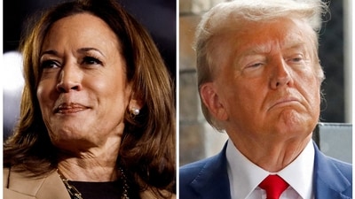 Democratic Vice President Kamala Harris and Republican opponent former U.S. President Donald Trump are seen in a combination of file photographs taken in Chandler, Arizona, U.S., October 10, 2024 and in Evans, Georgia, U.S., October 4, 2024. (REUTERS)