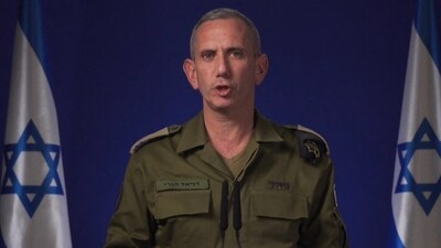 Israeli military spokesman Rear Admiral Daniel announced the launch of "precise strikes" on military targets in Iran on October 26, in retaliation for attacks against it, as Iranian state media reported several explosions around the capital. (AFP) Israeli military spokesman Rear Admiral Daniel announced the launch of "precise strikes" on military targets in Iran on October 26, in retaliation for attacks against it, as Iranian state media reported several explosions around the capital. (AFP)