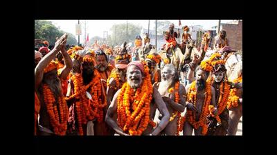 Juna Akhada Naga Sadhus during a religious procession (peshwai) ahead of the Maha Kumbh Mela in Allahabad (File)