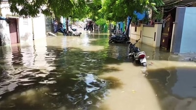 Madurai, Oct 23 (ANI): An area is severely waterlogged following incessant rains, in Madurai on Wednesday. (ANI Photo) (ANI) Madurai, Oct 23 (ANI): An area is severely waterlogged following incessant rains, in Madurai on Wednesday. (ANI Photo) (ANI)