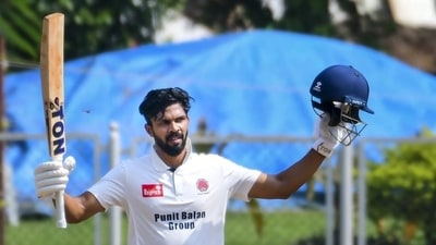 Maharashtra's Ruturaj Gaikwad during Day 3 of Ranji Trophy match against Mumbai at BKC on Sunday. (PTI) Maharashtra's Ruturaj Gaikwad during Day 3 of Ranji Trophy match against Mumbai at BKC on Sunday. (PTI)