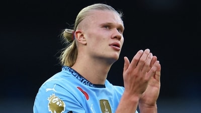 Manchester City's Erling Haaland celebrates after the match REUTERS/Molly Darlington (REUTERS)