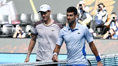 Italy's Jannik Sinner greets Serbia's Novak Djokovic. (AFP) Italy's Jannik Sinner greets Serbia's Novak Djokovic. (AFP)