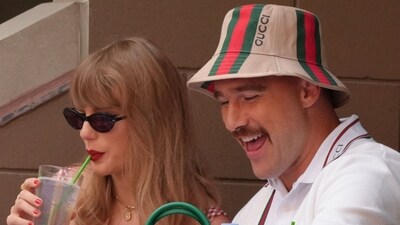 Taylor Swift and Travis Kelce are weighing various business ventures, including the possibility of a liquor brand. (Photo by TIMOTHY A. CLARY / AFP) (AFP) Taylor Swift and Travis Kelce are weighing various business ventures, including the possibility of a liquor brand. (Photo by TIMOTHY A. CLARY / AFP) (AFP)