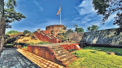 Thane, India - October 15, 2024: The Ghodbander fort built by the Portuguese in 1730 has been Newly Reconstructed in 2024 ,in Thane,in Mumbai, India, on, Tuesday, October 15, 2024. ( Praful ÊGangurde /HT Photo )