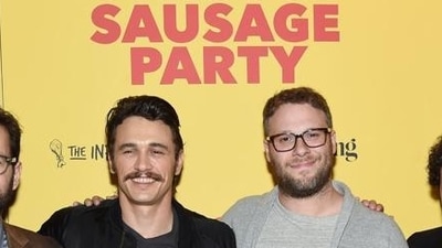 Paul Rudd, James Franco, Seth Rogen and David Krumholtz attend the premiere of Sausage Party at Sunshine Landmark. The film is about a group of sausages who wage war against humans for eating them. (AFP) Paul Rudd, James Franco, Seth Rogen and David Krumholtz attend the premiere of Sausage Party at Sunshine Landmark. The film is about a group of sausages who wage war against humans for eating them. (AFP)