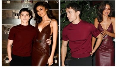 Zendaya was seen twinning with Tom Holland at the launch of his non-alcoholic beer brand. Zendaya was seen twinning with Tom Holland at the launch of his non-alcoholic beer brand.