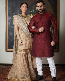 Kareena Kapoor and Saif Ali Khan posing for Diwali portrait. (Instagram)