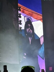 Diljit Dosanjh waves the Indian flag during his Delhi concert. Diljit Dosanjh waves the Indian flag during his Delhi concert.