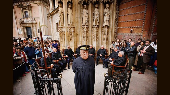 The Tribunal of Water in session in Valencia, Spain. (Wikimedia Commons) The Tribunal of Water in session in Valencia, Spain. (Wikimedia Commons)