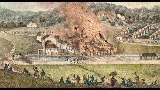 A painting of the burning of Roehampton Estate, during the Great Jamaican Slave Revolt of 1832. (Wikimedia Commons) A painting of the burning of Roehampton Estate, during the Great Jamaican Slave Revolt of 1832. (Wikimedia Commons)
