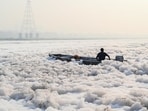 Delhi authorities workers moving their boats to settle toxic form at the Yamuna River at Kalindi Kunj. (File) Delhi authorities workers moving their boats to settle toxic form at the Yamuna River at Kalindi Kunj. (File)