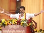 Actor and founder of Tamizhaga Vetri Kazhagam party (TVK) Vijay addresses his pary's first political conference, at Vikravandi in Villupuram district on Sunday. Actor and founder of Tamizhaga Vetri Kazhagam party (TVK) Vijay addresses his pary's first political conference, at Vikravandi in Villupuram district on Sunday.