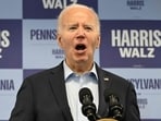 US President Joe Biden speaks during a Laborers' International Union of North America (LiUNA) "Get Out the Vote" kick-off event in Pittsburgh, Pennsylvania, on October 26, 2024. (Photo by ANDREW CABALLERO-REYNOLDS / AFP)