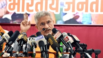 External affairs minister S Jaishankar addresses a press conference in Mumbai. (ANI) External affairs minister S Jaishankar addresses a press conference in Mumbai. (ANI)