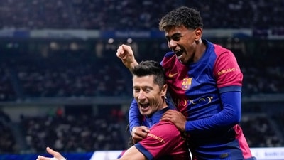 Robert Lewandowski pounced with two goals in three minutes early in the second half before Lamine Yamal at 17 years and 106 days old became the youngest Clasico scorer (AP) Robert Lewandowski pounced with two goals in three minutes early in the second half before Lamine Yamal at 17 years and 106 days old became the youngest Clasico scorer (AP)