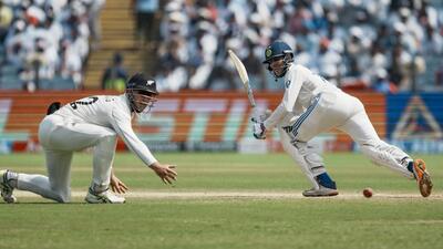 India’s Shubman Gill plays a shot during the second Test against New Zealand in Pune. (PTI)