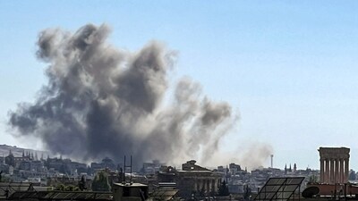 Smoke billows from the site of an Israeli airstrike that targeted Lebanon's eastern city of Baalbeck in the Bekaa valley. (AFP) Smoke billows from the site of an Israeli airstrike that targeted Lebanon's eastern city of Baalbeck in the Bekaa valley. (AFP)