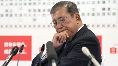 Shigeru Ishiba, Japan's prime minister and president of the Liberal Democratic Party (LDP), at the party's headquarters following the lower house election, at the party's headquarters in Tokyo, Japan, on Sunday, Oct. 27, 2024. (Toru Hanai/Bloomberg) Shigeru Ishiba, Japan's prime minister and president of the Liberal Democratic Party (LDP), at the party's headquarters following the lower house election, at the party's headquarters in Tokyo, Japan, on Sunday, Oct. 27, 2024. (Toru Hanai/Bloomberg)