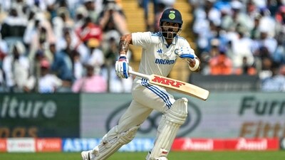 India's Virat Kohli runs between the wickets during the third day of the second Test cricket match. (Photo by Punit PARANJPE / AFP) / (AFP)