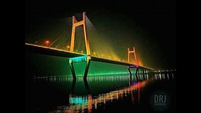 The lit-up New Yamuna Bridge in Prayagraj (File) The lit-up New Yamuna Bridge in Prayagraj (File)