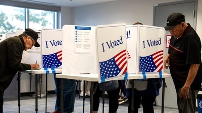 US election: New TikTok trend sees Gen Z ‘cancelling out’ their parents and partners' votes (Photographer: Kent Nishimura/Bloomberg) (Bloomberg) US election: New TikTok trend sees Gen Z ‘cancelling out’ their parents and partners' votes (Photographer: Kent Nishimura/Bloomberg) (Bloomberg)