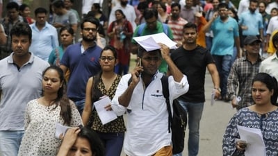ADRE grade 4 examination is being held on Sunday, October 27, 2024 amid internet suspension across Assam. (Karun Sharma/HT file)