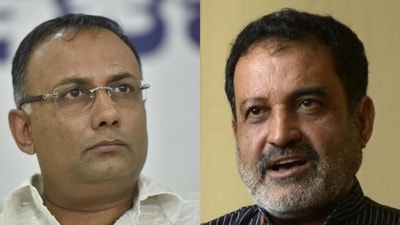 Congress leader Dinesh Gundu Rao (L) and ex-Infosys CFO Mohandas Pai (R). (File) Congress leader Dinesh Gundu Rao (L) and ex-Infosys CFO Mohandas Pai (R). (File)