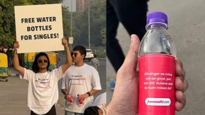 At Diljit Dosanjh's Delhi concert, singles received free water bottles. (X/@swatic12) At Diljit Dosanjh's Delhi concert, singles received free water bottles. (X/@swatic12)