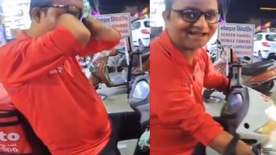 A specially-abled Zomato agent's inspiring delivery video went viral, winning hearts online. (X/@rose_k01) A specially-abled Zomato agent's inspiring delivery video went viral, winning hearts online. (X/@rose_k01)